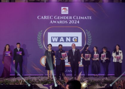 WANG team receiving CAREC Gender Climate Champion 2024 award in Astana, Kazakhstan.