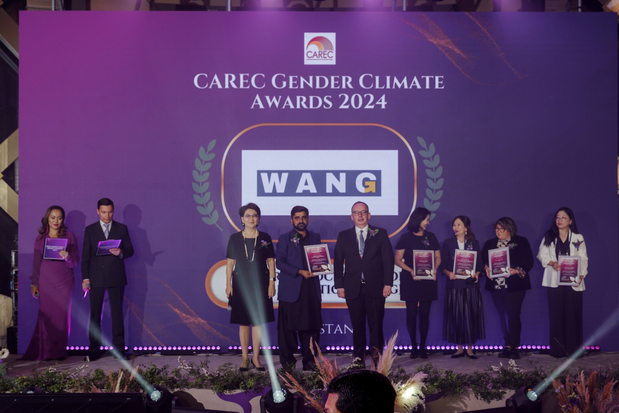 WANG team receiving CAREC Gender Climate Champion 2024 award in Astana, Kazakhstan.